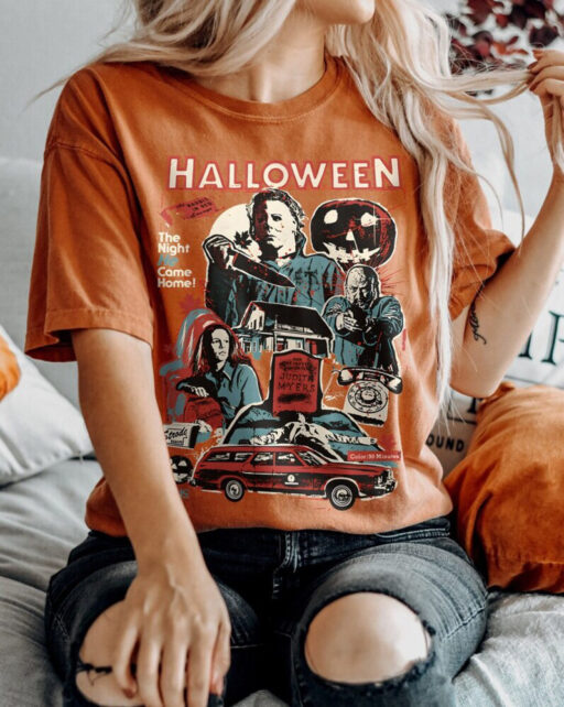 Vintage 90s Halloween Movies Sweatshirt, Retro Horror Movies Comfort Colors Shirt, Halloween Party 2023 Shirt, Family Holiday Spooky Tee.