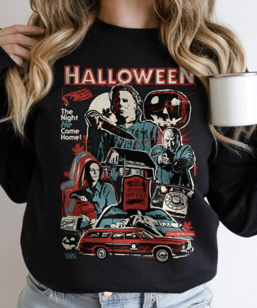 Vintage 90s Halloween Movies Sweatshirt, Retro Horror Movies Comfort Colors Shirt, Halloween Party 2023 Shirt, Family Holiday Spooky Tee.