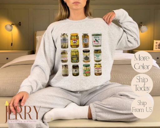 Vintage Canned Pickles Sweatshirt, Pickle Lovers Sweater, Homemade Pickles Sweatshirt, Pickle Jar Crewneck Sweatshirt, Canning Season Shirt