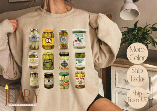 Vintage Canned Pickles Sweatshirt, Pickle Lovers Sweater, Homemade Pickles Sweatshirt, Pickle Jar Crewneck Sweatshirt, Canning Season Shirt