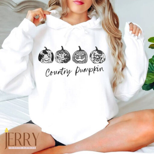 Vintage Country Pumpkin Shirt, Cowboy Pumpkin Sweatshirt, Pumpkin Sweater, Jack-o-Lantern Sweatshirt, Halloween Crewneck Sweatshirt