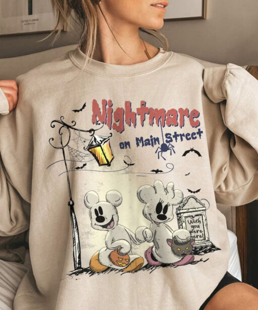 Vintage Disney Halloween Comfort Colors T-shirt, Retro Mickey Minnie Halloween Shirts, Nightmare On The Main Streat Shirt, Halloween Pumpkin