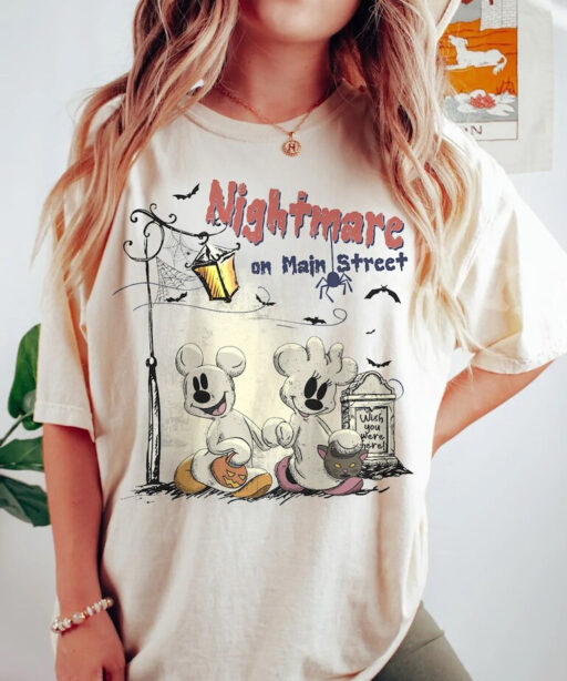 Vintage Disney Halloween Comfort Colors T-shirt, Retro Mickey Minnie Halloween Shirts, Nightmare On The Main Streat Shirt, Halloween Pumpkin