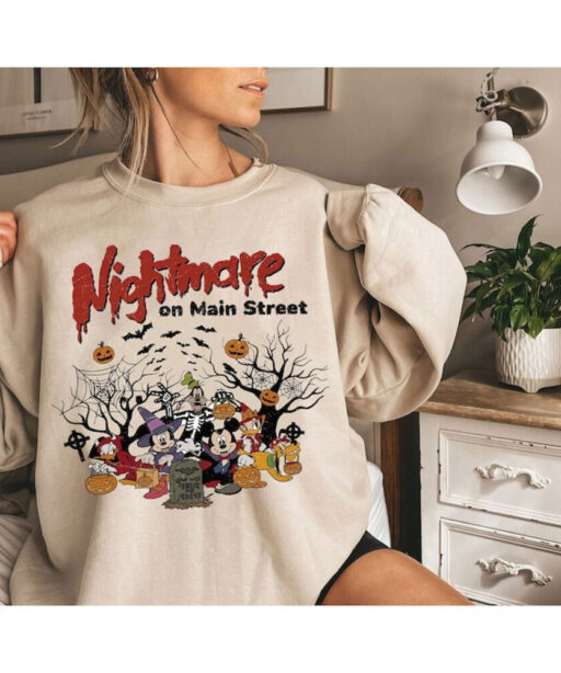 Vintage Disney Halloween Nightmare On Main Street Shirt, Disney Halloween Party Shirt, Disney Skeleton Halloween Shirt, Disney Trip Shirt