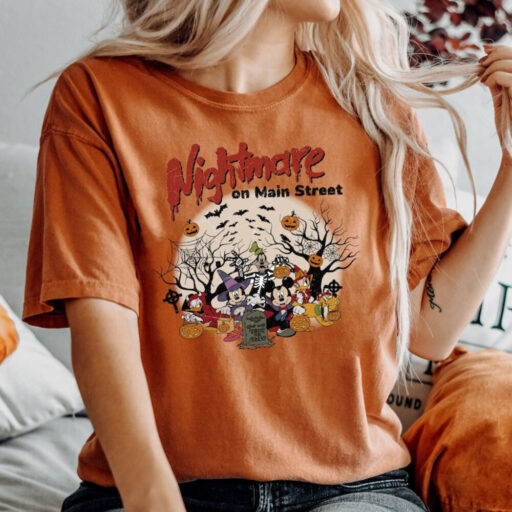 Vintage Disney Halloween Nightmare On Main Street Shirt, Disney Halloween Party Shirt, Disney Skeleton Halloween Shirt, Disney Trip Shirt