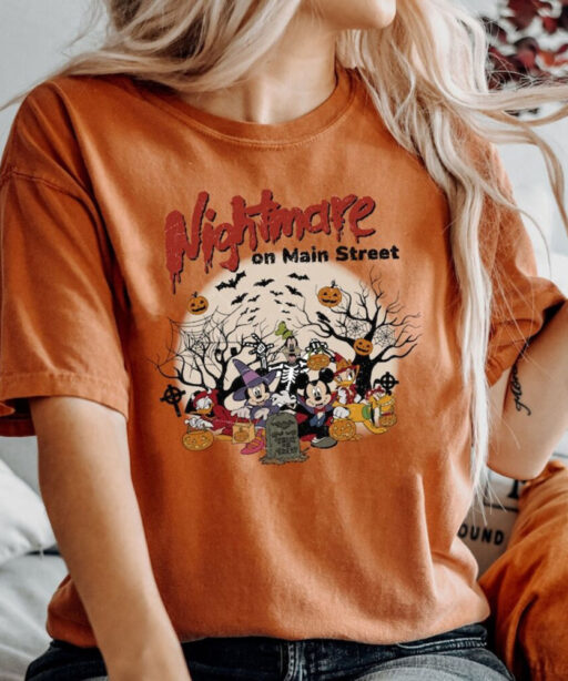 Vintage Disney Halloween Nightmare On Main Street Shirt, Disney Halloween Party Shirt, Disney Skeleton Halloween Shirt, Disney Trip Shirt