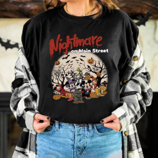 Vintage Disney Halloween Nightmare On Main Street Shirt, Disney Halloween Party Shirt, Disney Skeleton Halloween Shirt, Disney Trip Shirt