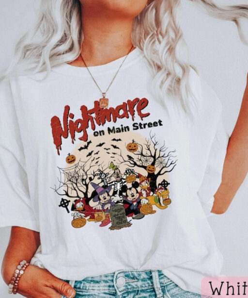 Vintage Disney Halloween Nightmare On Main Street Shirt, Disney Halloween Party Shirt, Disney Skeleton Halloween Shirt, Disney Trip Shirt