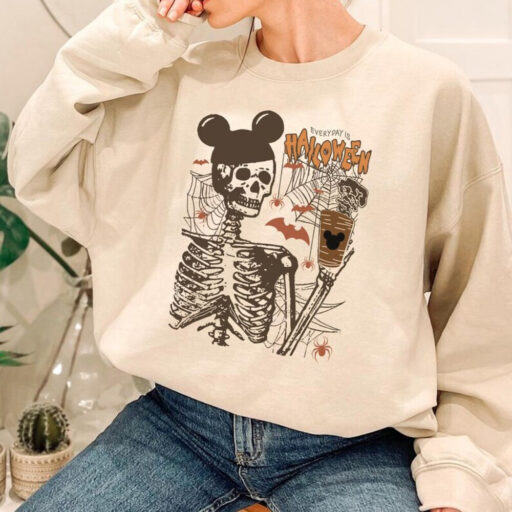 Vintage Disney Halloween Skeleton Sweatshirt, Disney Funny Skeleton Shirt, Halloween Party 2023, Coffee Lovers Gift Tee, Disney Halloween