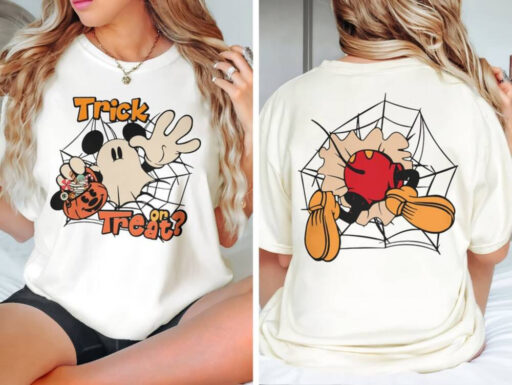 Vintage Disney Mickey Halloween Comfort Color Shirt, Retro Mickey Trick Or Treat T-Shirt, Disney Mickey Boo Shirt, Disneyland Halloween Tee.