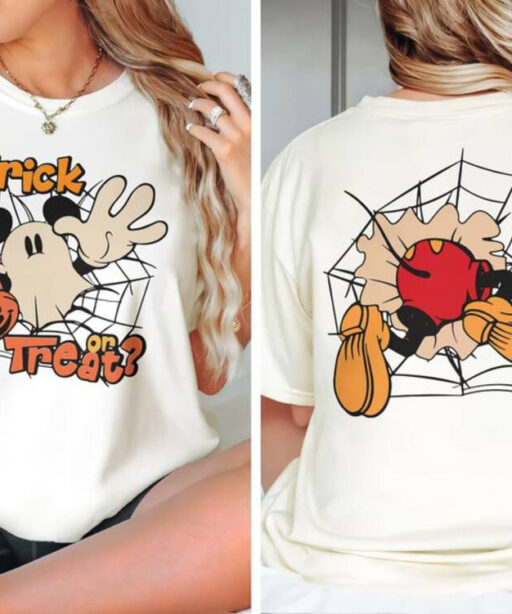 Vintage Disney Mickey Halloween Comfort Color Shirt, Retro Mickey Trick Or Treat T-Shirt, Disney Mickey Boo Shirt, Disneyland Halloween Tee.