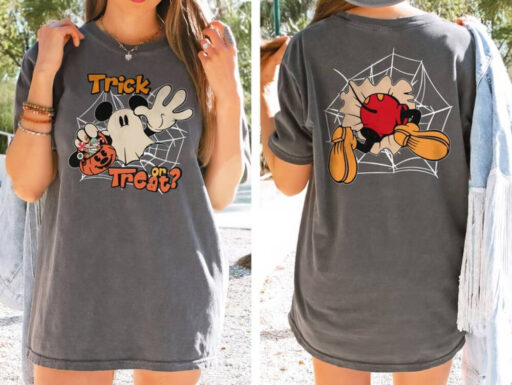 Vintage Disney Mickey Halloween Comfort Color Shirt, Retro Mickey Trick Or Treat T-Shirt, Disney Mickey Boo Shirt, Disneyland Halloween Tee.