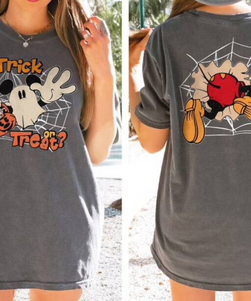 Vintage Disney Mickey Halloween Comfort Color Shirt, Retro Mickey Trick Or Treat T-Shirt, Disney Mickey Boo Shirt, Disneyland Halloween Tee.