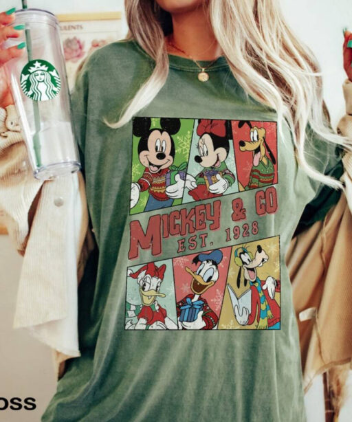 Vintage Disney Mickey Minnie & Co. Christmas Comfort Colors Shirt, Mickey and Friends Christmas, Disneyland Christmas, Merry Christmas Shirt