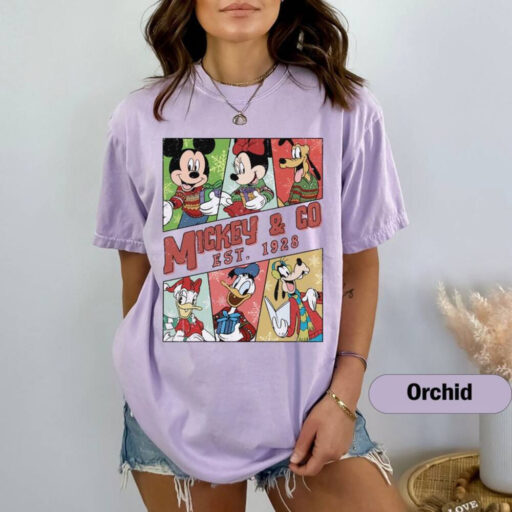 Vintage Disney Mickey Minnie & Co. Christmas Comfort Colors Shirt, Mickey and Friends Christmas, Disneyland Christmas, Merry Christmas Shirt