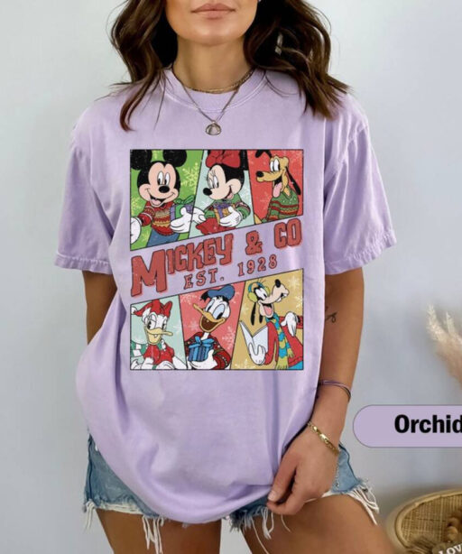 Vintage Disney Mickey Minnie & Co. Christmas Comfort Colors Shirt, Mickey and Friends Christmas, Disneyland Christmas, Merry Christmas Shirt