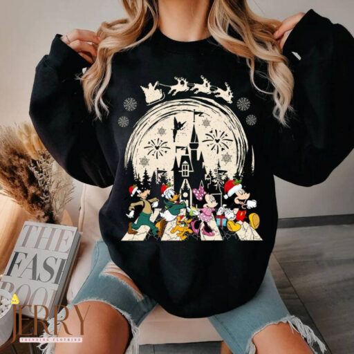 Vintage Disney Mickey & Friends Christmas Sweatshirt, Disney Castle Merry Christmas Sweatshirt, Magic Kingdom Main Street Christmas 2023