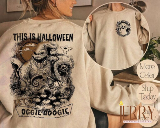 Vintage Disney Oogie Boogie Sweatshirt, The Nightmare Before Christmas Jack Sally Sweatshirt, Oogie Boogie Bash, Family Halloween Party 2023