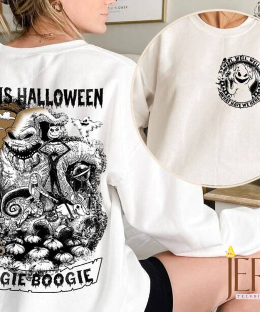 Vintage Disney Oogie Boogie Sweatshirt, The Nightmare Before Christmas Jack Sally Sweatshirt, Oogie Boogie Bash, Family Halloween Party 2023