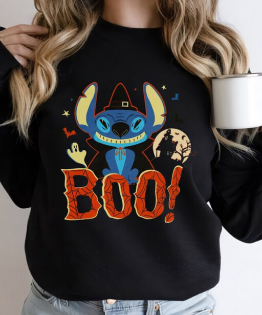 Vintage Disney Stitch Halloween Costume Comfort Color Shirt, Lilo and Stitch Halloween Sweatshirt,Disneyland Halloween Family Matching Shirt