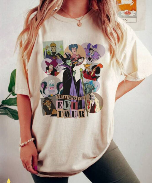 Vintage Disney Villains Evil Tour Shirt, Disney Villains Shirt, Disney Villains Characters Concert Music Shirt, Disney Evil Friends 2023