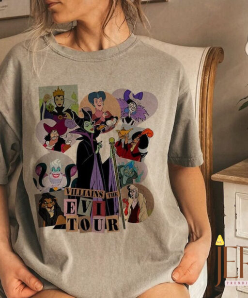 Vintage Disney Villains Evil Tour Shirt, Disney Villains Shirt, Disney Villains Characters Concert Music Shirt, Disney Evil Friends 2023