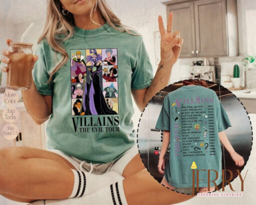 Vintage Disney Villains Evil Tour Two Sided Shirt, Retro Disney Villains Characters Concert Music Shirt, Disney Evil Friends 2023 Matching