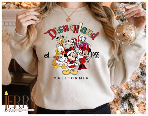 Vintage Disneyland Est 1955 Christmas Shirt, Mickey And Friends Shirt, Disney Family Christmas Shirt, Disney Holiday, Disneyland Trip Shirt