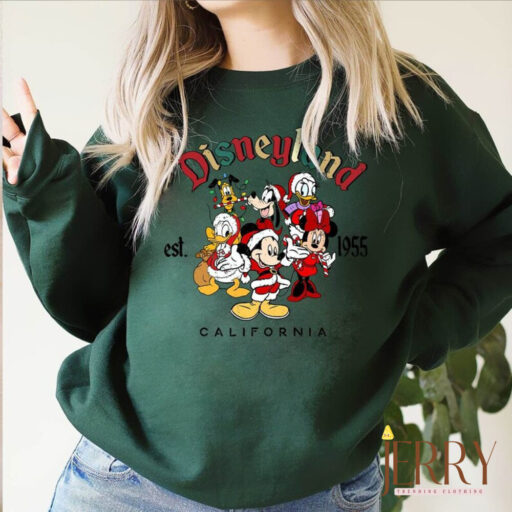 Vintage Disneyland Est 1955 Christmas Shirt, Mickey And Friends Shirt, Disney Family Christmas Shirt, Disney Holiday, Disneyland Trip Shirt