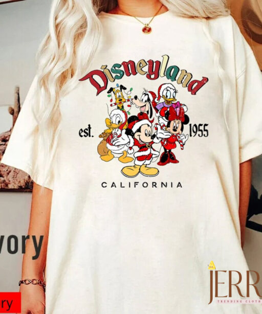 Vintage Disneyland Est 1955 Christmas Shirt, Mickey And Friends Shirt, Disney Family Christmas Shirt, Disney Holiday, Disneyland Trip Shirt