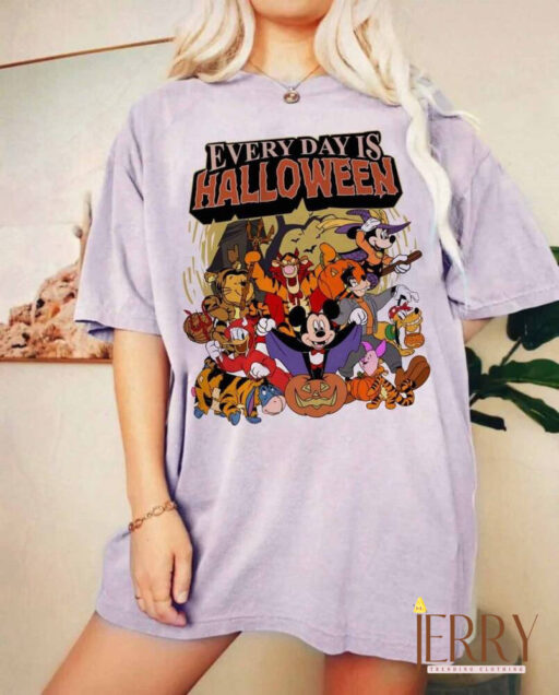 Vintage Everyday Is Halloween Shirt, Vintage Disney Halloween Shirt, Disney Characters Shirt, Winnie Pooh Shirt, Mickey & CO Shirt