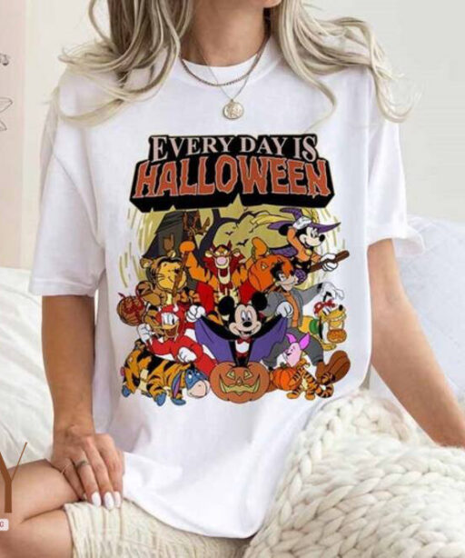 Vintage Everyday Is Halloween Shirt, Vintage Disney Halloween Shirt, Disney Characters Shirt, Winnie Pooh Shirt, Mickey & CO Shirt