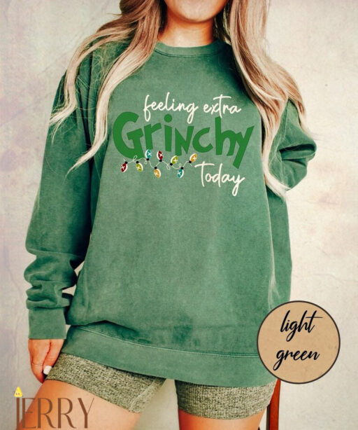 Vintage Feeling Extra Grinchy Today Christmas Comfort Sweatshirt, Christmas Grinch Sweatshirt, Family Christmas Shirt, Funny Grinch Shirt