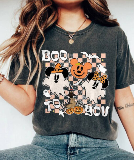 Vintage Halloween Boo To You Comfort Color Shirt, Mickey &Friends , Boo Ghost Halloween Sweater, Disney Halloween Shirt, Halloween Part 2023