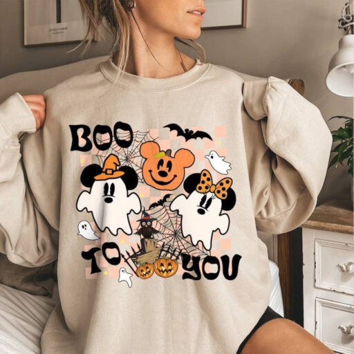 Vintage Halloween Boo To You Comfort Color Shirt, Mickey &Friends , Boo Ghost Halloween Sweater, Disney Halloween Shirt, Halloween Part 2023