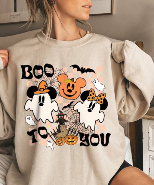 Vintage Halloween Boo To You Comfort Color Shirt, Mickey &Friends , Boo Ghost Halloween Sweater, Disney Halloween Shirt, Halloween Part 2023