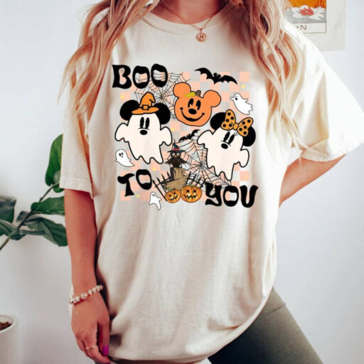 Vintage Halloween Boo To You Comfort Color Shirt, Mickey &Friends , Boo Ghost Halloween Sweater, Disney Halloween Shirt, Halloween Part 2023