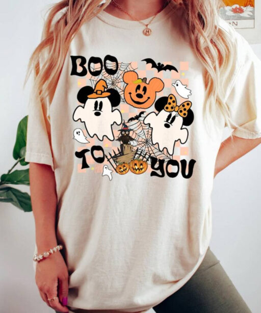 Vintage Halloween Boo To You Comfort Color Shirt, Mickey &Friends , Boo Ghost Halloween Sweater, Disney Halloween Shirt, Halloween Part 2023