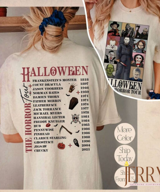 Vintage Halloween Characters The Horror Tour Shirt, Universal Studios Halloween Horror Nights 2023, Universal Orlando Halloween Horror Shirt