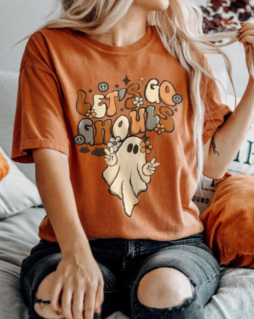 Vintage Halloween Lets Go Ghouls Comfort Color Shirt, Halloween Party T-Shirt, Vintage Ghost Shirt, Iprintasty Halloween Tee, Disneyland Tee