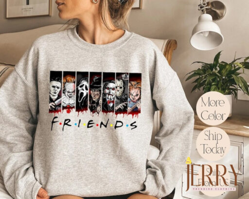 Vintage Horror Character Friends Sweatshirt, Halloween Movie Sweatshirt, Halloween Hoodie, Halloween Women Sweatshirt