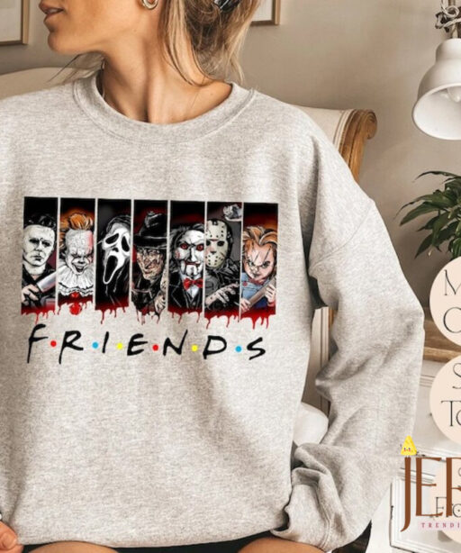 Vintage Horror Character Friends Sweatshirt, Halloween Movie Sweatshirt, Halloween Hoodie, Halloween Women Sweatshirt