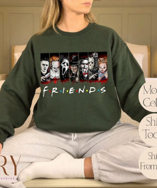 Vintage Horror Character Friends Sweatshirt, Halloween Movie Sweatshirt, Halloween Hoodie, Halloween Women Sweatshirt