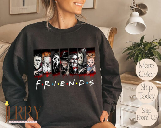 Vintage Horror Character Friends Sweatshirt, Halloween Movie Sweatshirt, Halloween Hoodie, Halloween Women Sweatshirt