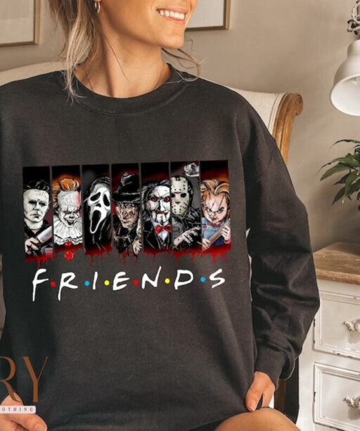 Vintage Horror Character Friends Sweatshirt, Halloween Movie Sweatshirt, Halloween Hoodie, Halloween Women Sweatshirt