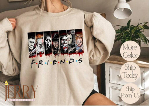 Vintage Horror Character Friends Sweatshirt, Halloween Movie Sweatshirt, Halloween Hoodie, Halloween Women Sweatshirt