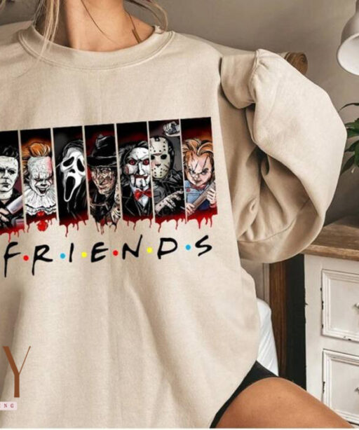 Vintage Horror Character Friends Sweatshirt, Halloween Movie Sweatshirt, Halloween Hoodie, Halloween Women Sweatshirt