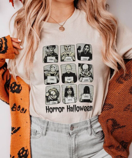 Vintage Horror Characters Shirt, Horror Movie, 13th Of friday, Horror Movie Killers, Horror Character Killers, scary horror, Horror friends