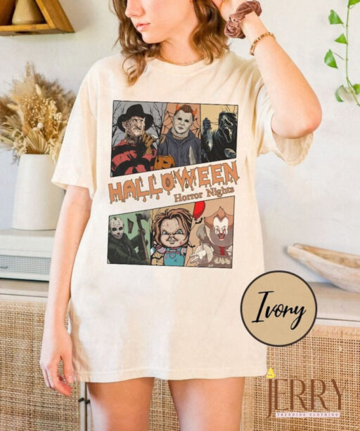 Vintage Horror Halloween Characters Shirt, Horror Movie shirt, Halloween Horror Nights, Scary Movie Tee, Halloween Gift