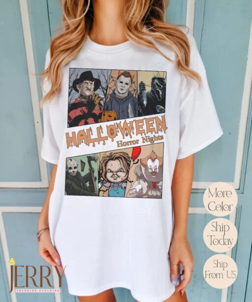 Vintage Horror Halloween Characters Shirt, Horror Movie shirt, Halloween Horror Nights, Scary Movie Tee, Halloween Gift